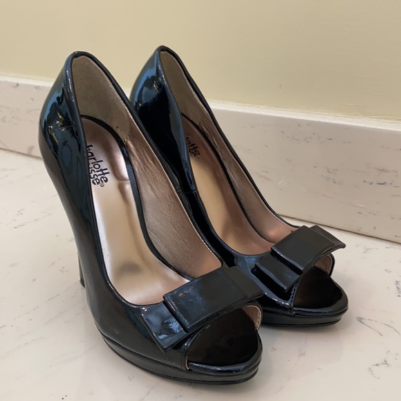 Charlotte Russe Peep Toe Heels Size 7 Black - Picture 6 of 14